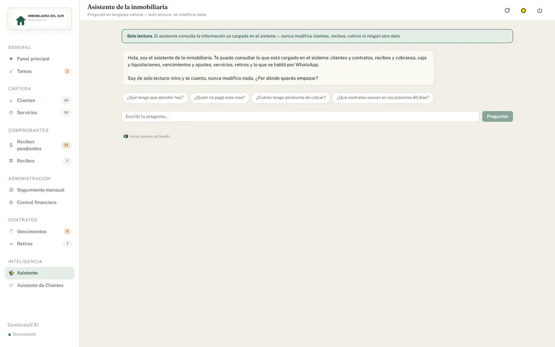 Asistente: respuesta en castellano sobre la cartera.